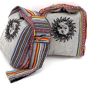 Sun & Moon Print Crossbody Bag Handmade Cotton Messenger Bag