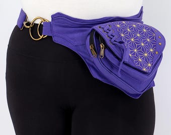 Handmade Cotton Canvas Fanny Pack Flower of Life Hippie Boho Bag