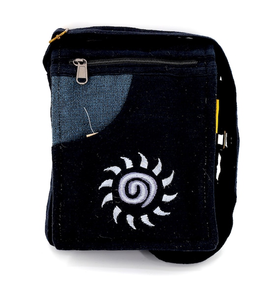 Himalaya Cotton Crossbody Bag Sun Embroidered Passport Bag