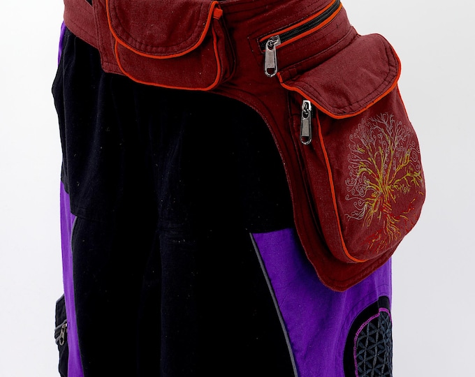 Tree of Life Cotton Fanny Pack Handmade Hippie Belt Bag