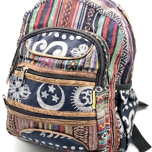 Conception unique 100% coton Himalaya Sac à dos Petit sac à dos Sac à dos hippie Festival et randonnée Sac à dos pour tablette COMMERCE ÉQUITABLE Fait à la main avec amour