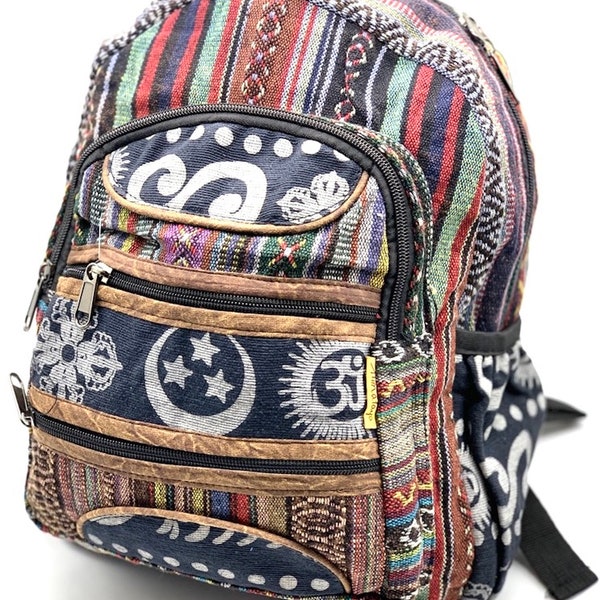 Unique Design 100% Himalaya Cotton Backpack Small Backpack Hippie Backpack Festival & Hiking Tablet Backpack FAIR TRADE Handmade with Love