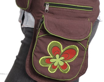Handmade Cotton Belt Bag Floral Embroidered Hip Pack, Fair Trade