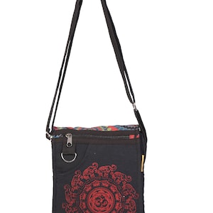 Hippie Boho Mandala Elephant con Om Print Passport & iPad bandolera 100% algodón Hecho a mano en Nepal