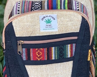 Unique design Hemp Backpack Small Backpack Hippie Backpack Festival Backpack Hiking Backpack 100% Hemp FAIR TRADE | Handmade with Love.