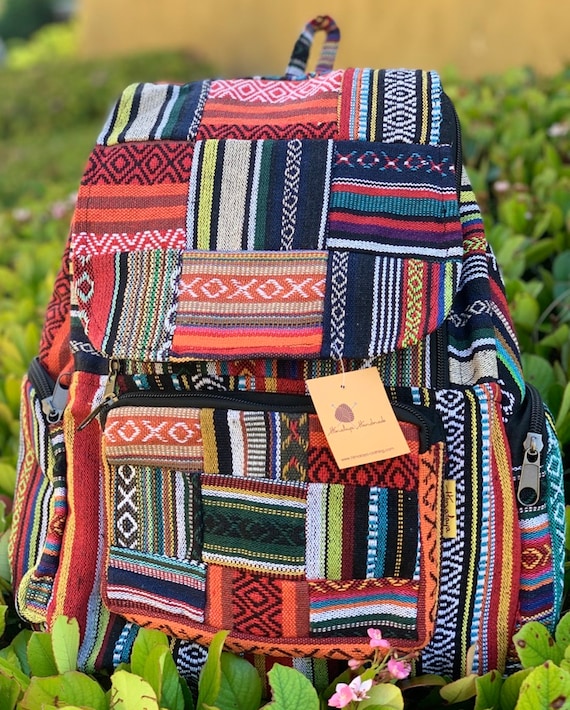 grande de algodón Mochila colorida Mochila hippie Etsy México