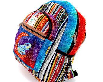 Himalayan Hemp Mini Backpack Elephant Moon Tie-Dye Boho Bag