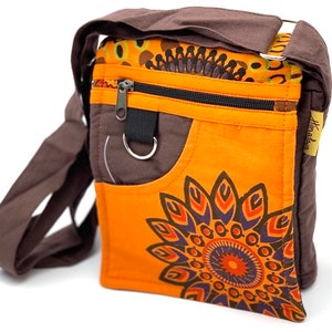 Hippie Boho Mandala Flower Print Passport & iPad shoulder Bag 100% cotton Handmade in Nepal