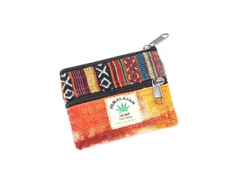 Tie Dye Hanf Geldbörse, hergestellt aus 100% handgemachtem Hanf, mehrere Farben, Reißverschluss geschlossen, mit Liebe aus dem Himalaya hergestellt