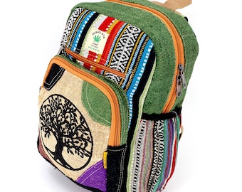 Unique designed Himalaya Hemp Tree Of Life Print Mini Backpack, Hippie Backpack, Boho Backpack, Eco-Friendly Backpack