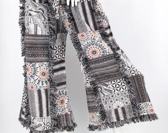 Cotton Patchwork Wide Leg Pants, Handmade Hippie Pants, Palazzo Trousers, Free Spirit Clothing