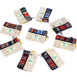 Porta-moedas multicolorido 100% cânhamo com design exclusivo, produto autêntico de cânhamo, porta-moedas feito à mão, produto ecológico