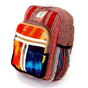 Mini sac à dos Himalaya chanvre tie-dye au design unique, sac à dos hippie, sac à dos bohème, sac à dos respectueux de l'environnement