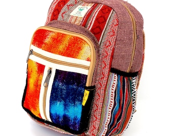 Tie Dye Hampa Mini Ryggsäck Handgjord Hippie Boho Väska