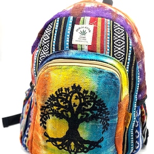 Sac à dos en chanvre de l'Himalaya au design unique, petit sac à dos, sac à dos hippie, sac à dos pour festival, randonnée, commerce équitable, fait main avec amour