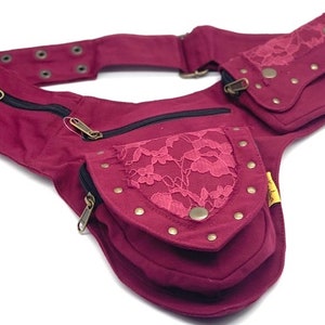 Handmade Cotton Fanny Pack Hippie Festival Waist Bag with Lace
