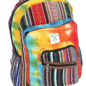 Unique Design Tie Dye 100% Himalaya Hemp Backpack Hippie Backpack Festival Backpack Hiking and Laptop Backpack FAIR TRADE Handmade with Love