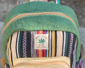 Himalayan Hemp Mini Backpack Owl Design, Fair Trade Vegan  display picture 3