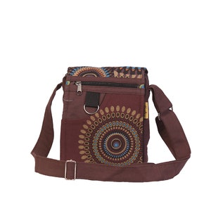 Hippie Boho Mandala Print Passport & iPad shoulder Bag 100% cotton Handmade in Nepal