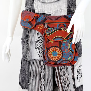 Borsa a marsupio ricamata con motivo pazzo di colore marrone in cotone Himalaya dal design unico, borsa alla moda, borsa hippie, borsa boho, prodotto ecologico