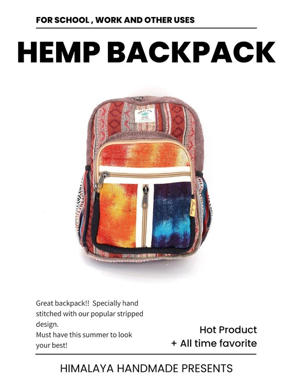 Tie Dye Hemp Mini Backpack Handmade Hippie Boho Bag - Etsy display picture 2