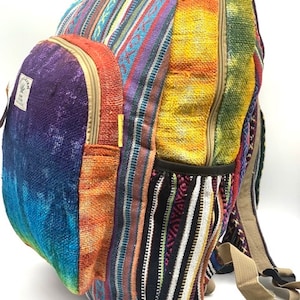 Grand sac à dos Himalaya chanvre tie-dye sac à dos hippie sac à dos festival randonnée et sac à dos pour ordinateur portable commerce équitable fait main avec amour