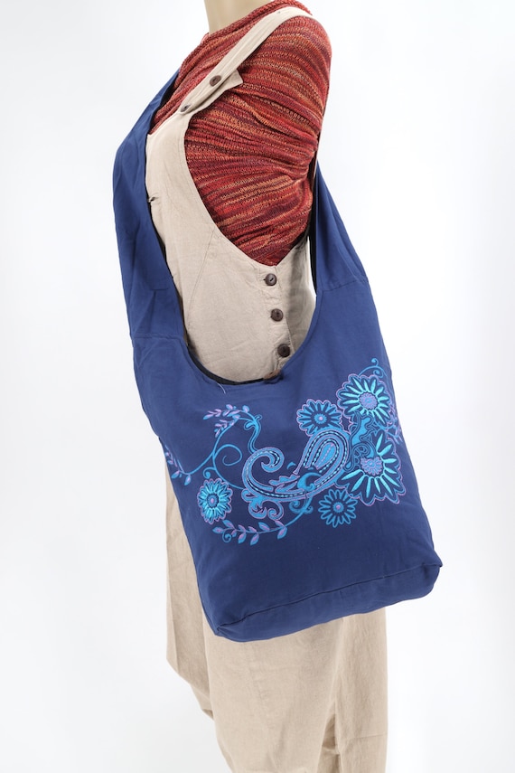 Embroidered Flower Tapestry Cotton Hobo Bag Handmade Boho  display picture 3