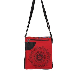 Hippie Boho Mandala Elephant con Om Print Passport & iPad bandolera 100% algodón Hecho a mano en Nepal