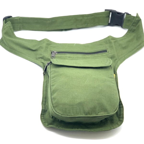 Cotton Festival Belt Bag Handmade Hip Pack with Adjustable Strap