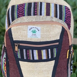 Unique Hemp Backpack Petit Sac à Dos Hippie Sac à Dos Festival Sac à dos Randonnée Sac à dos 100% Chanvre|100 VEGAN| | COMMERCE ÉQUITABLE Fait à la main avec amour.