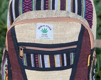 Handmade Hemp Mini Backpack Vegan Fair Trade Festival Bag