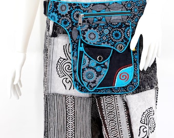 Unique Designed Himalaya Cotton Colorful Swirl Embroidered Blue Colored Fanny Pack Bag, Hip Bag, Hippie Bag, Boho Bag, Eco-Friendly Product