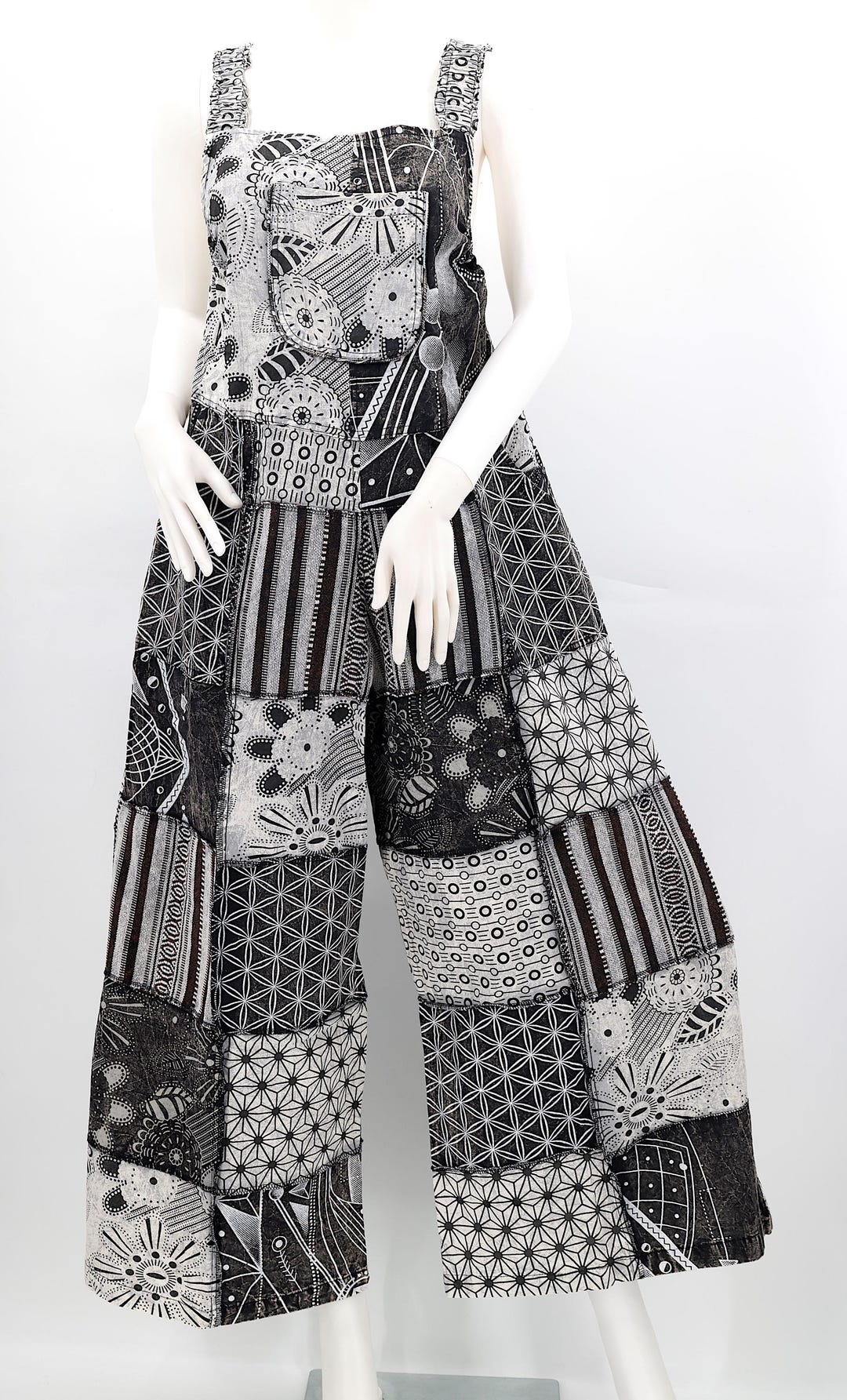 Cotton Hippie Handmade Harem Geometric Pattern Print Patchwork Wide Leg ...