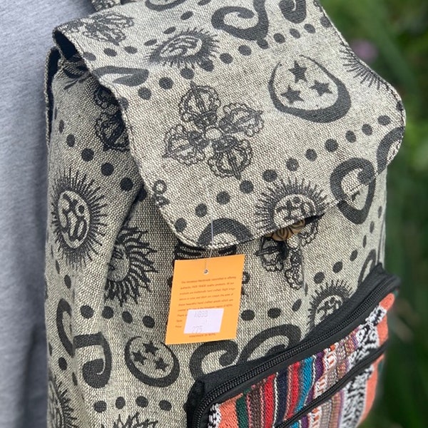 Mini Cotton Backpack Small Back Pack Hippie Bag Pack Travel Festival Bag Pack 100% Cotton| 100 VEGAN | FAIR TRADE | Handmade with Love