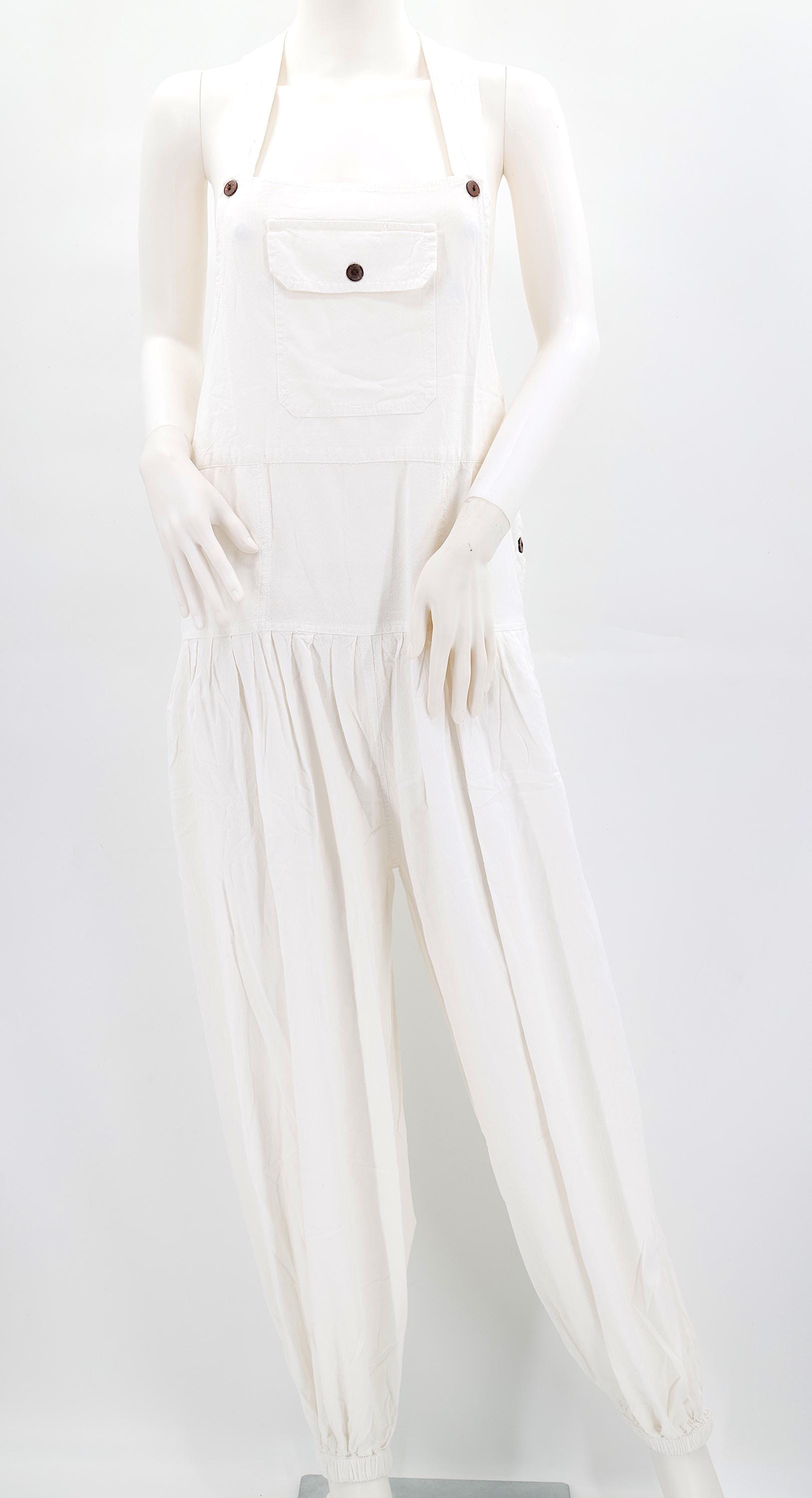 Handmade Cotton Balloon Overalls Solid Color Hippie Jumpsuit