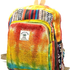 Zaino in canapa dell'Himalaya dal design unico Zaino piccolo Zaino hippie Zaino da festival Zaino da trekking e tablet COMMERCIO EQUO FISSO Fatto a mano con amore