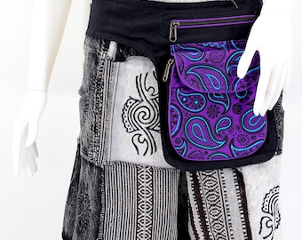 Unique Designed Himalaya Cotton Colorful Crazy Bandana Pattern Embroidered Fanny Pack, Hip Bag, Hippie Bag, Boho Bag, Eco-Friendly Product