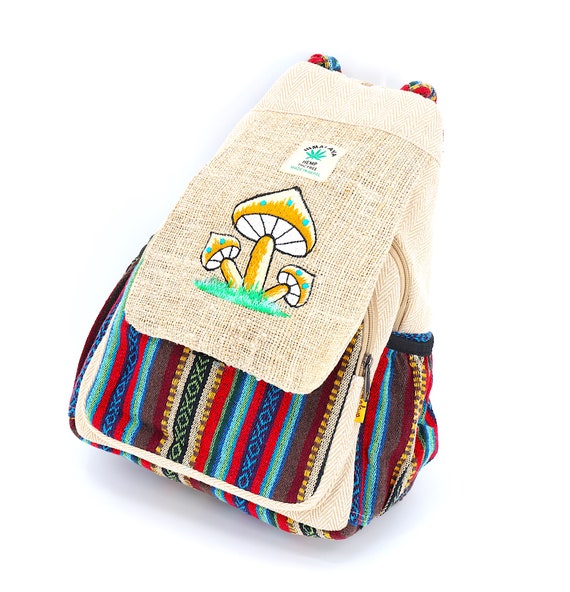 Boho Hippie Small Canvas Backpack Purse - Convertible Sling Bag Embroidered YIMOYICAI Backpack Purse for Women Girl main image 2