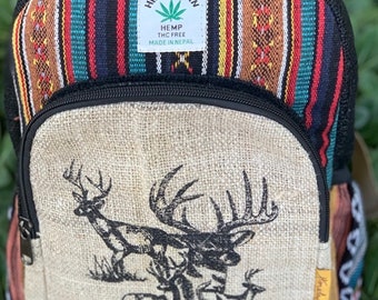 Unique Hemp Backpack Small Backpack Hippie Backpack Festival Backpack Hiking Backpack 100% Hemp|100 VEGAN| FAIR TRADE | Handmade with Love.