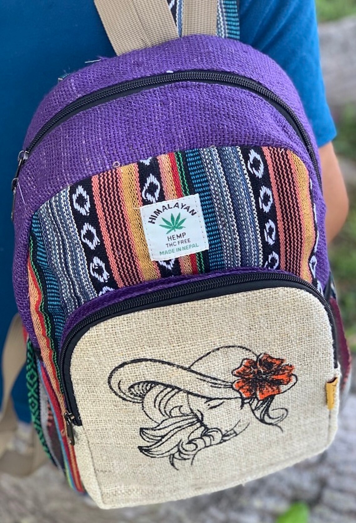 Unique Hemp Backpack Small Backpack Hippie Backpack Festival Etsy