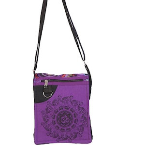 Hippie Boho Mandala Elephant con Om Print Passport & iPad bandolera 100% algodón Hecho a mano en Nepal