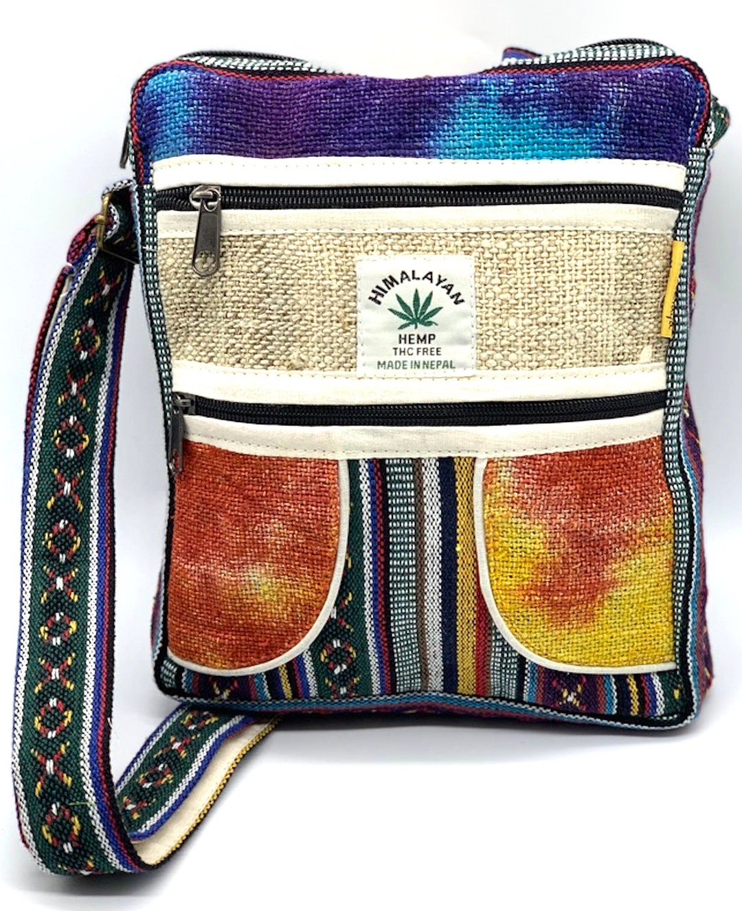 Tie Dye Hemp Hobo Tablet Crossbody Bag Hippie Bag Festival Bag Travel