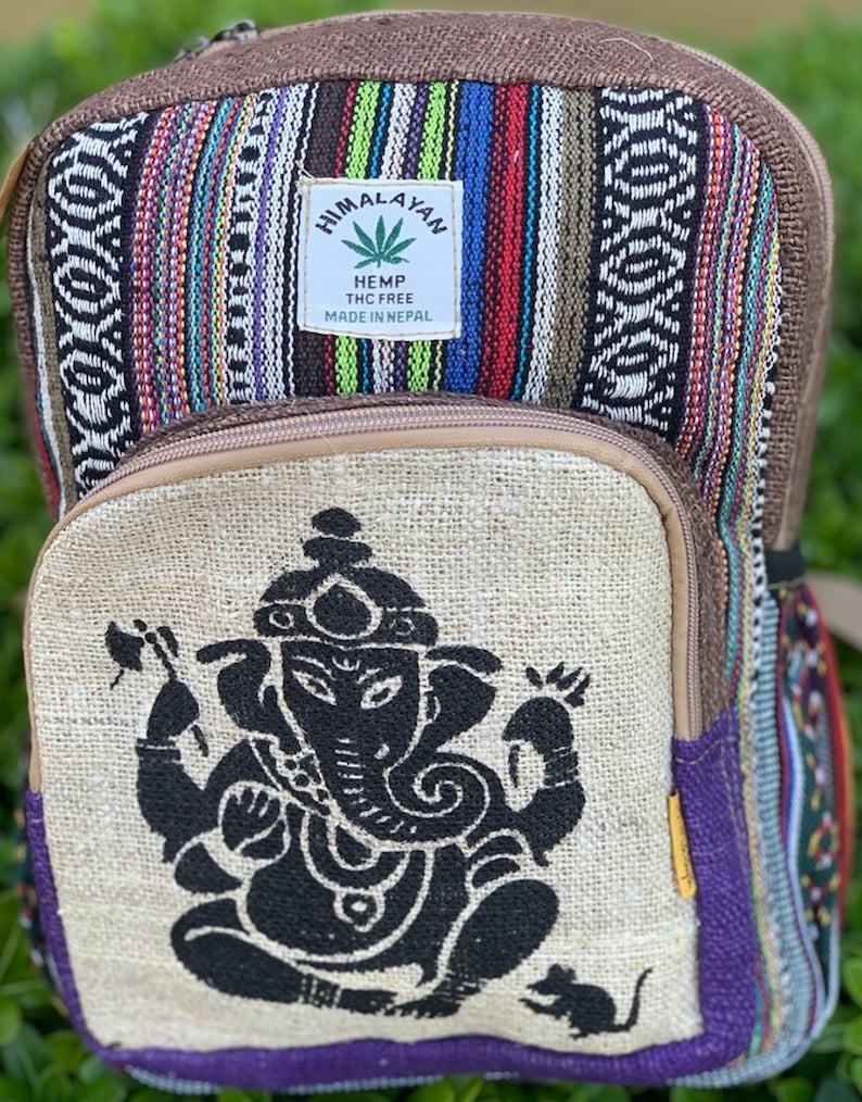Unique Ganesh Mini Hemp Backpack Small Back Pack Hippie Bag Pack Festival Bag Pack 100/% Hemp|100 VEGAN FAIR TRADE Handmade with Love