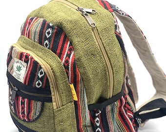 Unique design Himalaya Hemp Backpack Small Backpack Hippie Backpack Festival Backpack Hiking & Tablet Backpack FAIR TRADE Handmade with Love