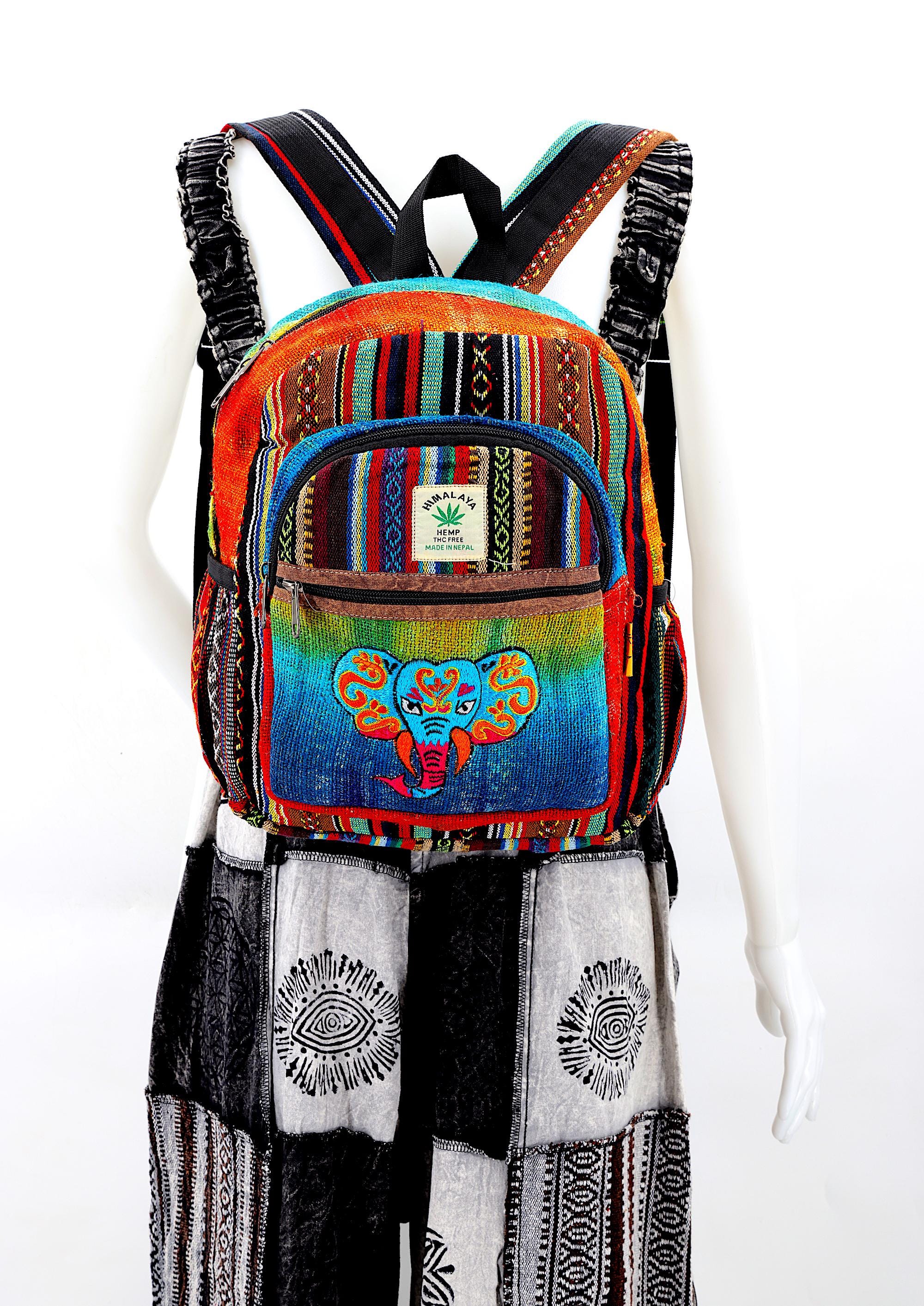 Sac à Dos Fait Main Népal – Coton/chanvre, Brodé œil De Bouddha, Durable Et écolo
