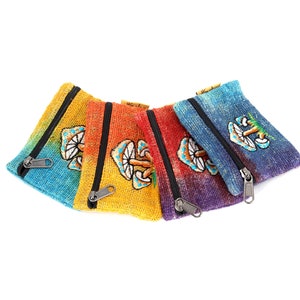 Monedero de cáñamo de hongos, hecho de cáñamo 100% hecho a mano, varios colores, cierre de cremallera, hecho con amor desde el Himalaya