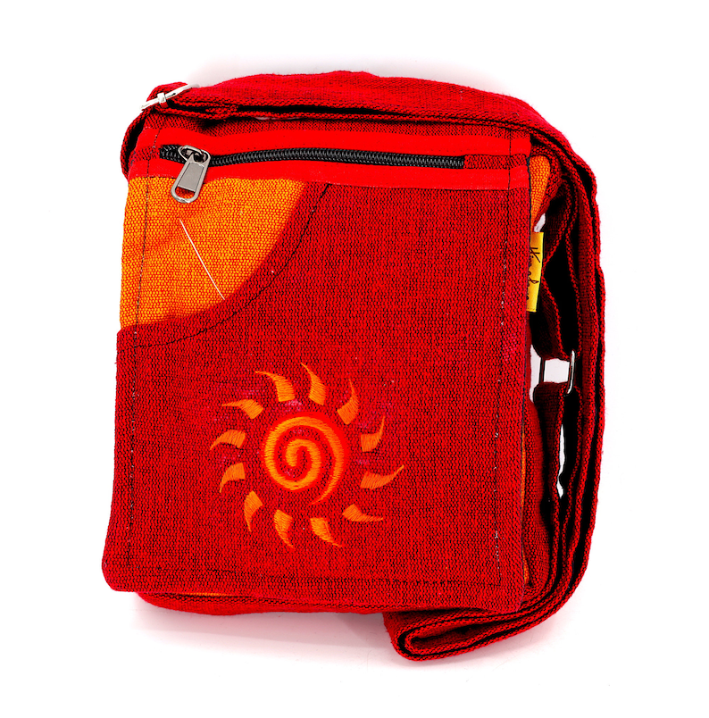 Unique designed Himalaya Cotton Sun Embroidered Red Colored Passport Crossbody Bag, Hippie Bag, Boho Bag, Eco-Friendly Crossbody Bag image 4