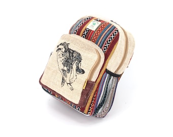 Himalayan Hemp Backpack Small Hippie Festival Bag, Fair Trade