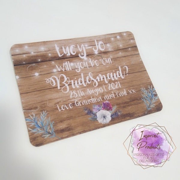 Will you be my Bridesmaid jigsaw puzzle - 12 or 63, custom jigsaw, Bridesmaid gift, proposal maid of honour, bridesmaid ask, flower girl