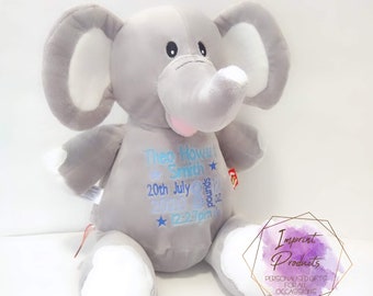 personalised baby elephant teddy